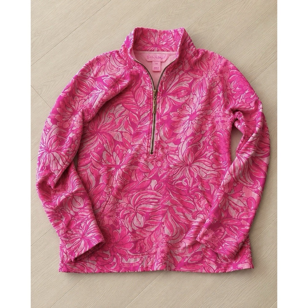 Lilly Pulitzer Skipper Popover XS Pawsitive Cattitude Bougainvillea Pink HTF